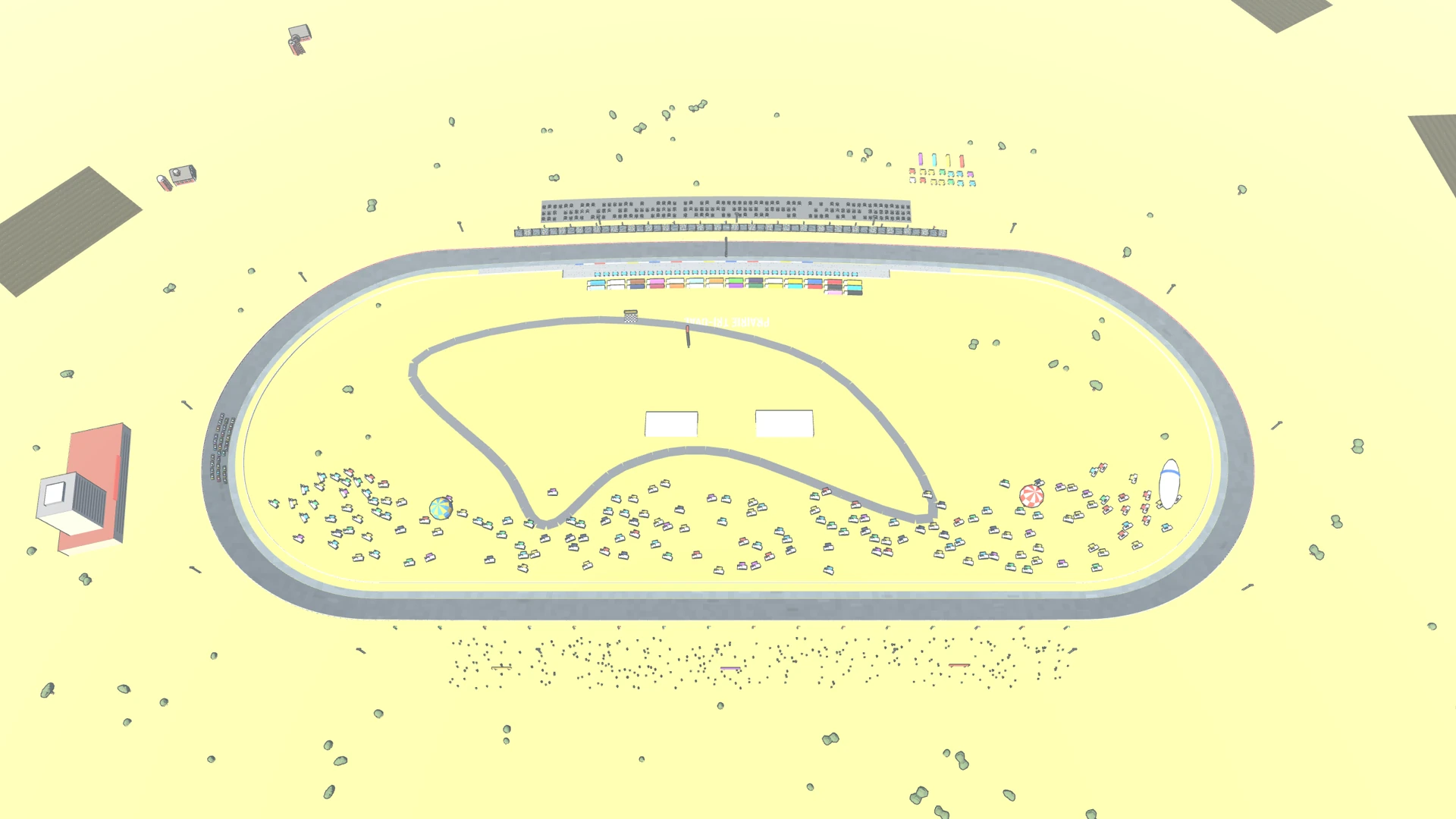Turning Left: Prairie Tri-Oval, full circuit from a TV-blimp aerial angle