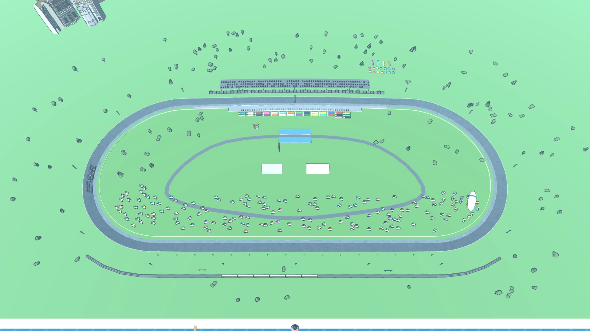 Turning Left: Lakeshore, full circuit from a TV-blimp aerial angle