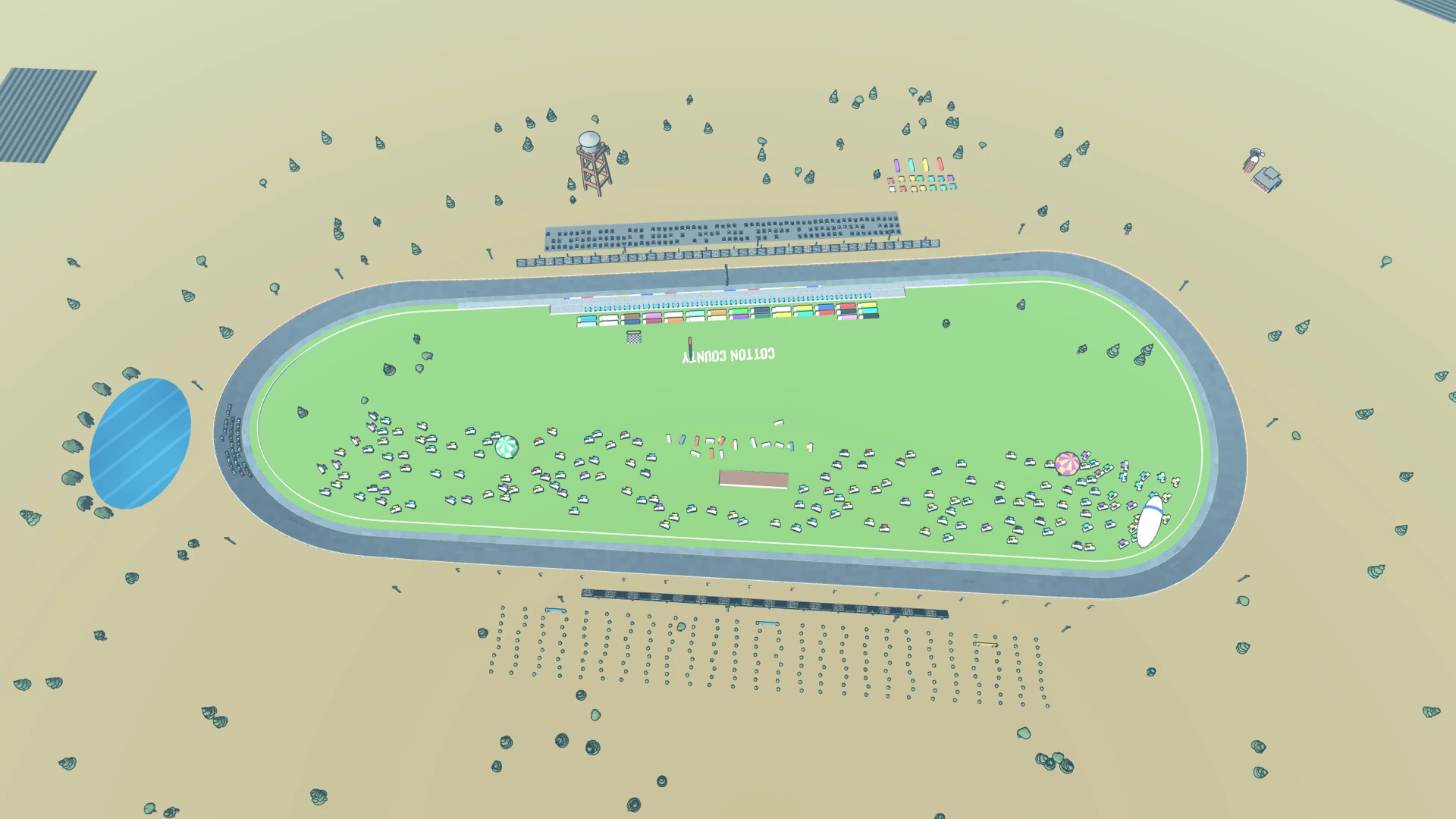 Turning Left: Cotton County, full circuit from a TV-blimp aerial angle