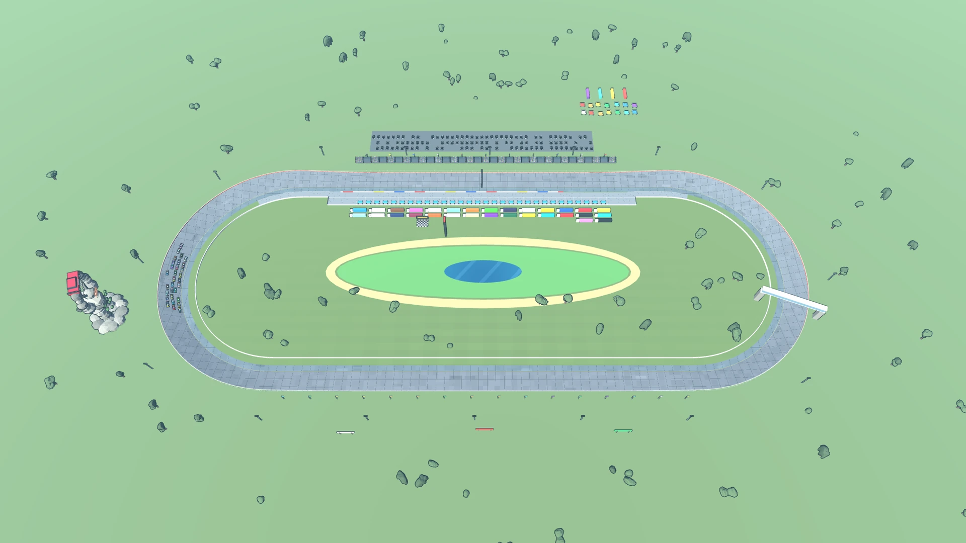 Turning Left: Quarry Mile, full circuit from a TV-blimp aerial angle